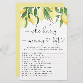 Mommy赤ちゃんシャワー最高のゲームを知るレモン