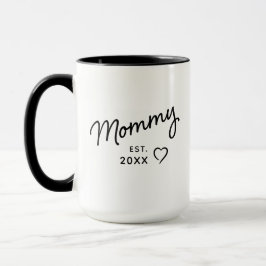 Mommy ブラック&ホワイト モダン Est Year マグカップ