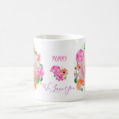 Mommy 2 Photo in Waterカラーフローラリース コーヒーマグカップ (中央)