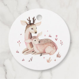 Mommy and Baby Deer Wreath Woodland Thank You フェイバータグ