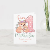 Mommy and Baby Fox Pink 1st Mothers Day カード (正面)