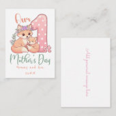 Mommy and Baby Fox Pink 1st Mothers Day ノートカード (正面/裏面)