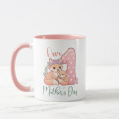 Mommy and Baby Fox Pink 1st Mothers Day マグカップ (左)