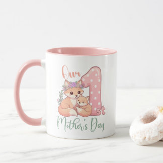 Mommy and Baby Fox Pink 1st Mothers Day マグカップ