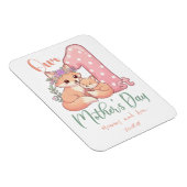 Mommy and Baby Fox Pink 1st Mothers Day マグネット (右側)