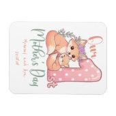 Mommy and Baby Fox Pink 1st Mothers Day マグネット (横)