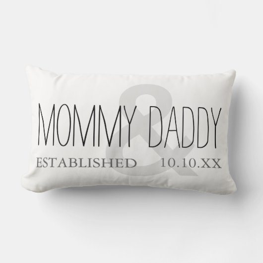 MOMMY AND DADDY Momパパ新しい親カスタムの日付 ランバークッション (正面)