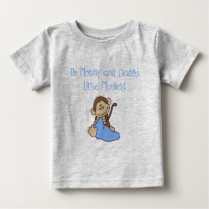 Mommy and Daddy's Monkey – ブルーTシャツとギフト ベビーTシャツ