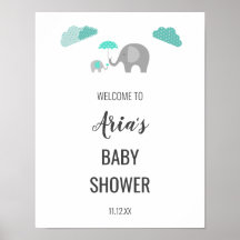 Mommy Baby Elephant Clouds Baby Shower Welcome