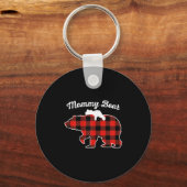 Mommy Bear Flannel Red Plaid Pajama Family Matchin キーホルダー (正面)