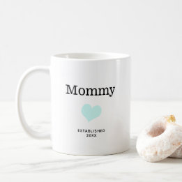 Mommy、Blueハート、写真独身ののカスタム コーヒーマグカップ