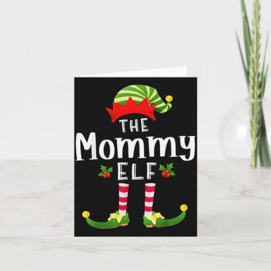 Mommy Christmas Elf Matching Pajama X-mas Party  カード (正面)