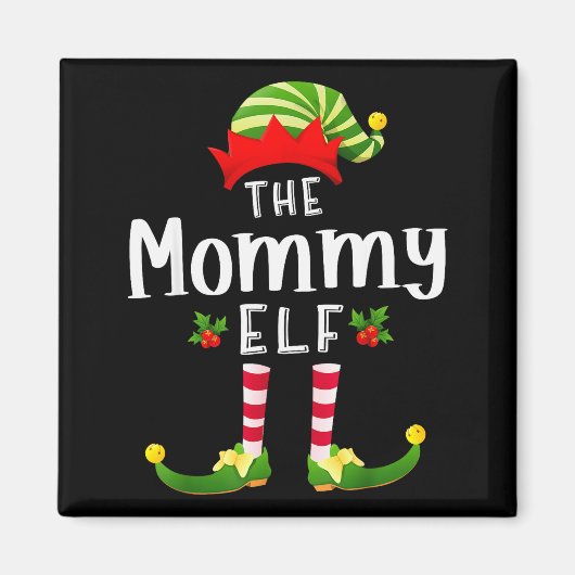Mommy Christmas Elf Matching Pajama X-mas Party マグネット (正面)