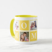 Mommy Collage Script 5 Photos for Mom Yellow マグカップ (正面左)