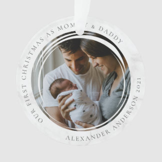 Mommy & Daddyの初めてのクリスマス写真 オーナメント