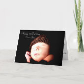 Mommy&Daddyの息子のために折り畳まれた1番目の誕生日カード サンキューカード (正面)