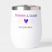 Mommy & Daddy新しい親の名前を追加する日付ハート青 (正面)