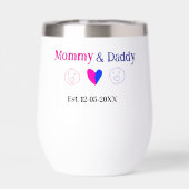 Mommy & Daddy新しい親の名前を追加する日付ハート青 (背面)