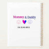 Mommy & Daddy新しい親の名前を追加する日付ハート青 プランナー手帳 (裏面)