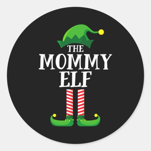 Mommy Elf Matching Family Christmas Party  ラウンドシール (正面)