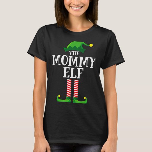 Mommy Elf Matching Family Christmas Party Tシャツ (正面)