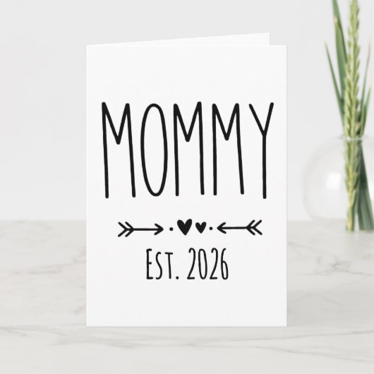 Mommy Est 2026 Pregnancy Minimalist Personalized  カード (正面)