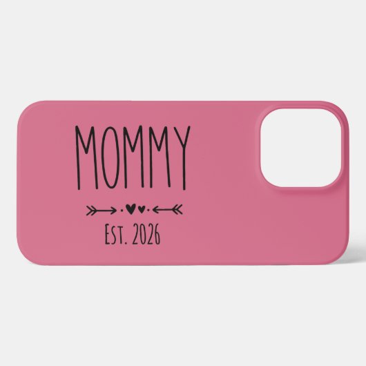 Mommy Est 2026 Pregnancy Minimalist Personalized  iPhoneケース (裏面横)