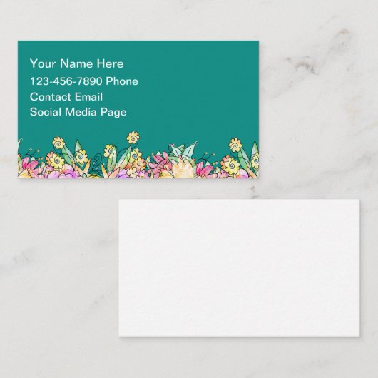 Mommy Floral Cute Contact Cards 名刺 (正面/裏面)