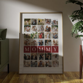 Mommy Grid 30 Photo Collage Family Keepsake ポスター