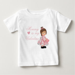Mommy Is My Valentine (Girl) -乳児Tシャツ ベビーTシャツ
