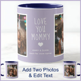 Mommy Love You 2枚の写真モダン薄紫Mauve C123 マグカップ