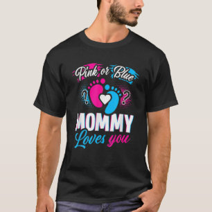 Mommy Loves Youベビー性別Revealパーティーシャワー Tシャツ