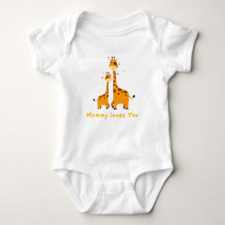 Mommy Loves You – Cute Giraffe Baby Bodysuit ベビーボディスーツ