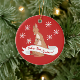 Mommy & Meカンガルーと雪片 セラミックオーナメント