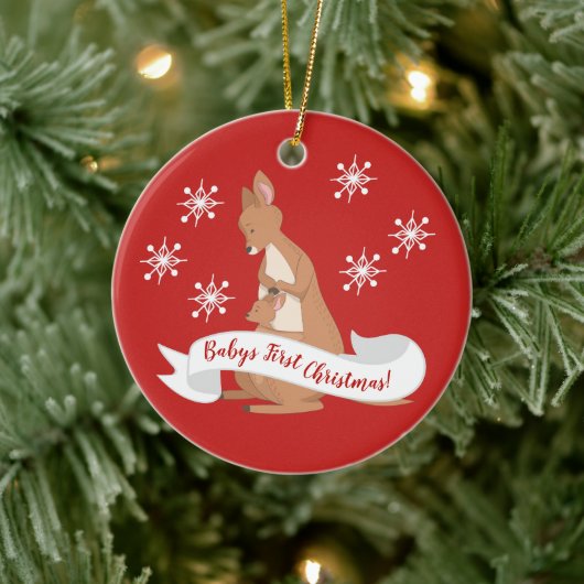 Mommy & Meカンガルーと雪片 セラミックオーナメント (ツリー)