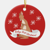 Mommy & Meカンガルーと雪片 セラミックオーナメント (正面)