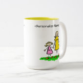 Mommy & Meブロンド小さな女の子カスタムギフトマグ ツートーンマグカップ (正面右)