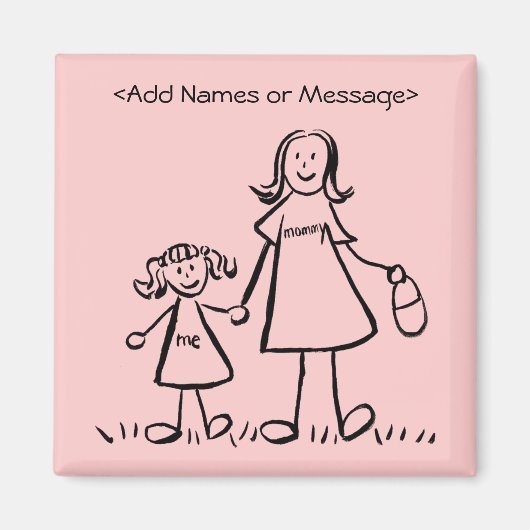 Mommy & Me – 母と娘の磁石カスタム付き マグネット (正面)