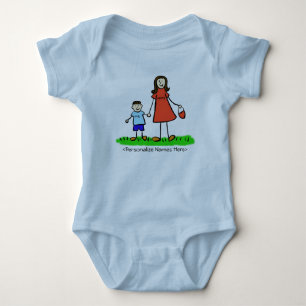 Mommy & Me Boy - Brunettte Mother & Son Shirts ベビーボディスーツ