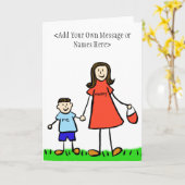 Mommy & Me Brunette - カスタマイズ Greeting Card カード (黄色い花)