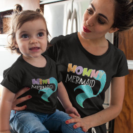 Mommy & Mini Mermaidマッチング親Kid Mom Black Tシャツ