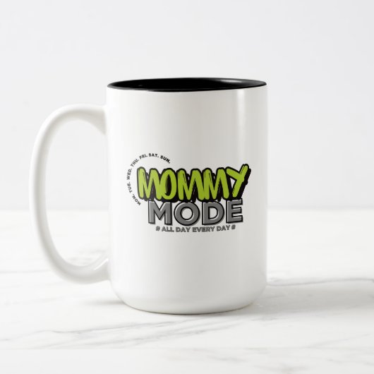 Mommy Mode Mag - Mom おもしろい Life Coffee Cup Gift ツートーンマグカップ (左)