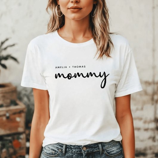 Mommy | Modern Minimalist Mom Kids Names Tシャツ