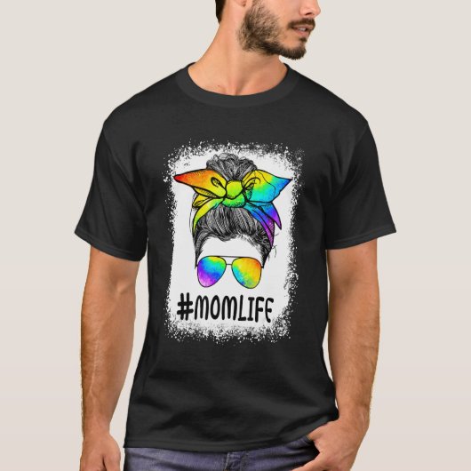 Mommy Mom Messy Bun LGBT Rainbow Gay Pride Flag LG Tシャツ (正面)