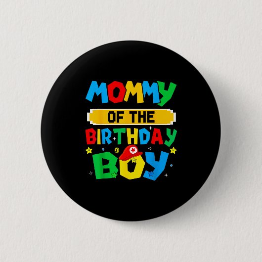 Mommy Of The Birthday Boy Game Video Gaming Matchi 缶バッジ (正面)