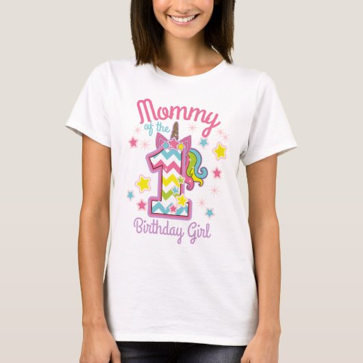 Mommy of the First birthday Unicorn custom design Tシャツ (正面)