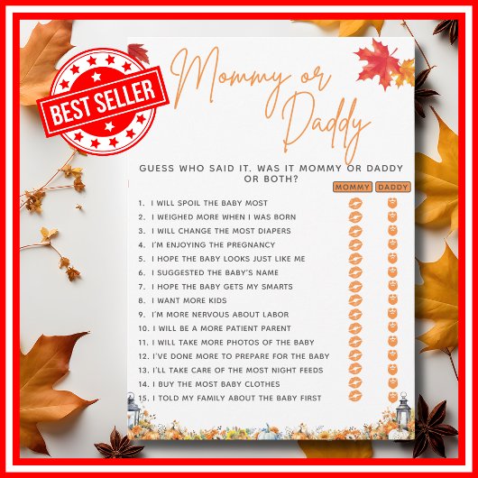 MOMMY OR DADDY赤ちゃんシャワーゲーム小さなカボチャ 招待状