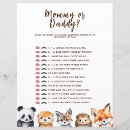 Mommy or Daddy 森の動物 ベビーシャワー ゲーム