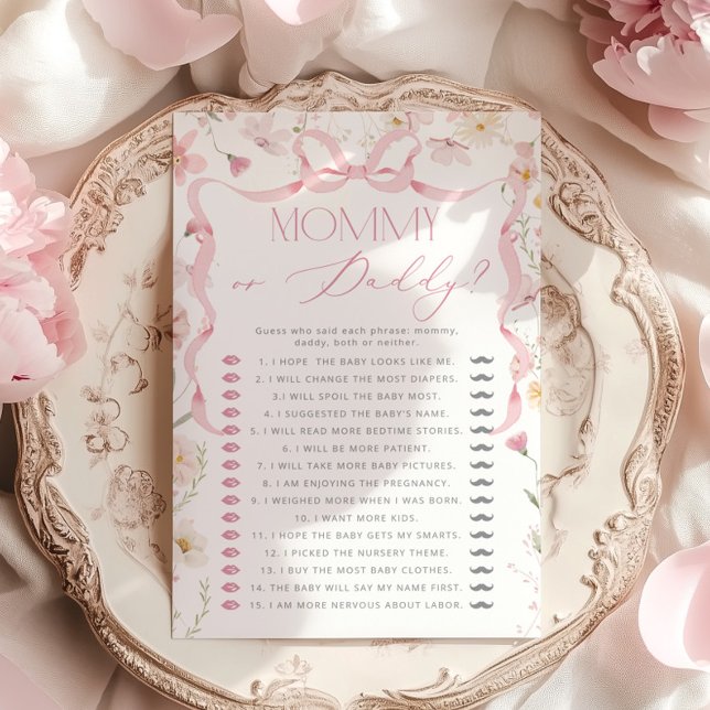 Mommy or Daddy Pink Bow Guess Who Floral game (クリエイターアップロード済み)