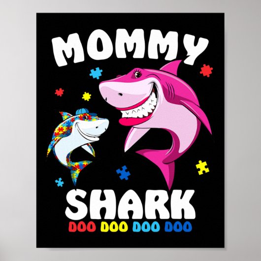 Mommy Shark自閉症啓発ギフト – by ポスター (正面)